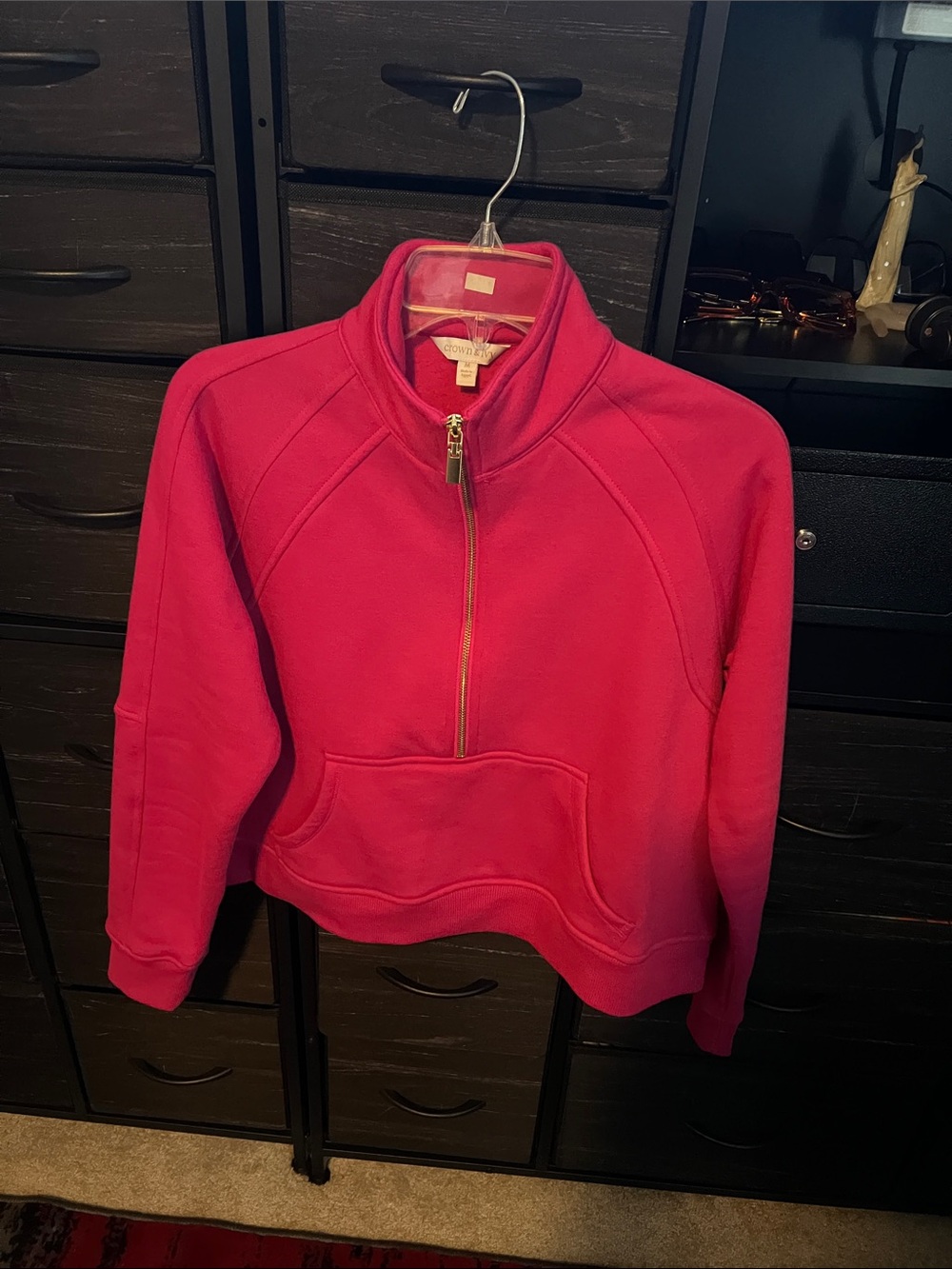 Half-Zip Pink Pullover Sweatshirt